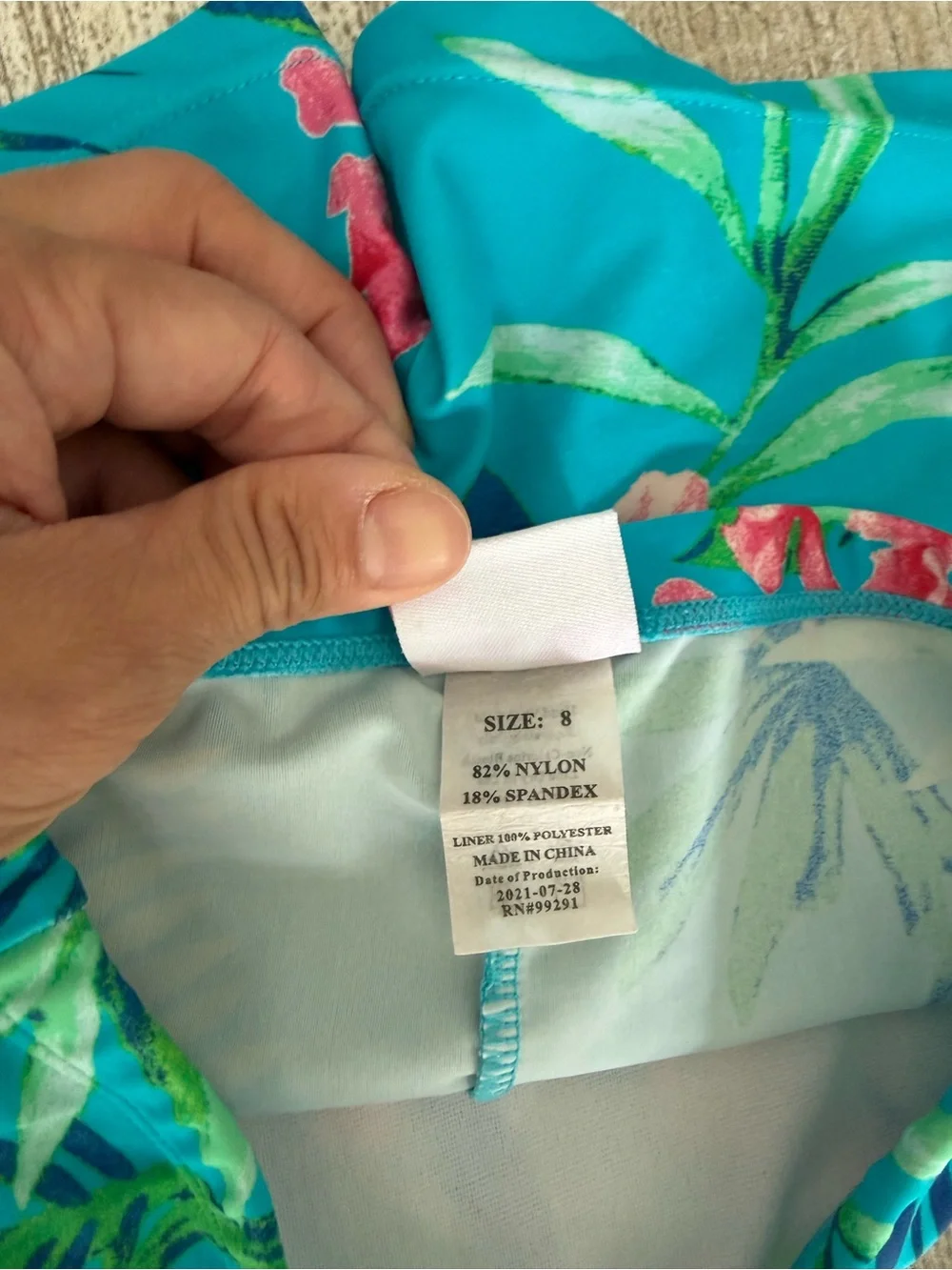 Girls Kanu Surf Kids Swim Shorts Turquoise with Pink Floral